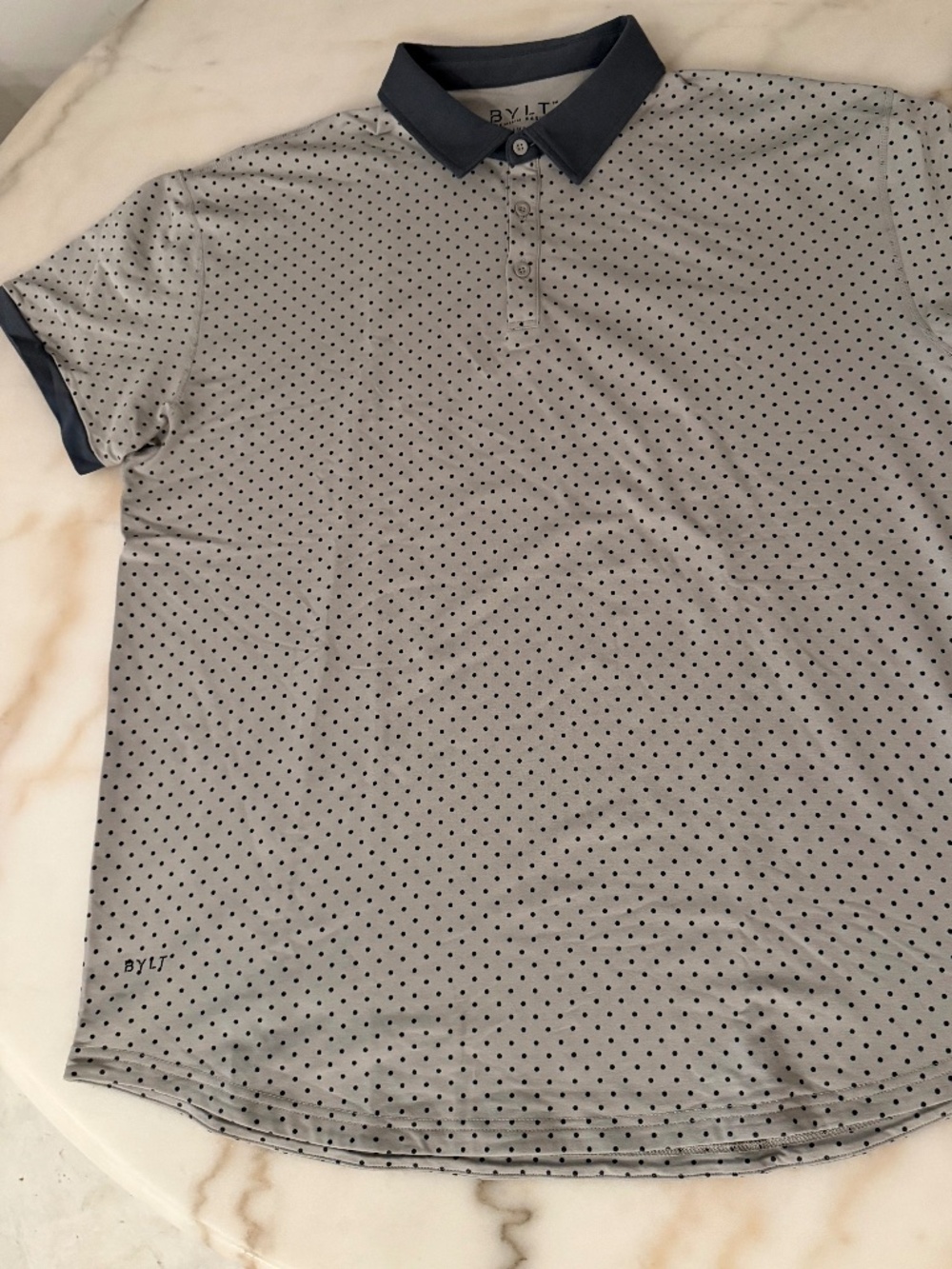 Bylt / XXL / Light Gray / Dark Green polka dot with Solid green collar Lux Polo